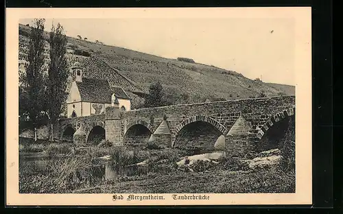 AK Bad Mergentheim, Kirche an der Tauberbrücke