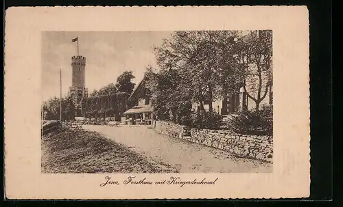 AK Jena, Forsthaus mit Kriegerdenkmal