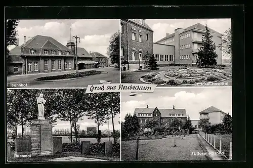 AK Neubeckum, Bahnhof, St. Josef Hospital, Ehrenmal