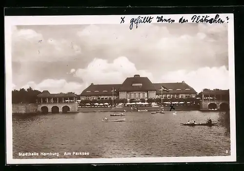 AK Hamburg-Winterhude, Stadthalle am Parksee