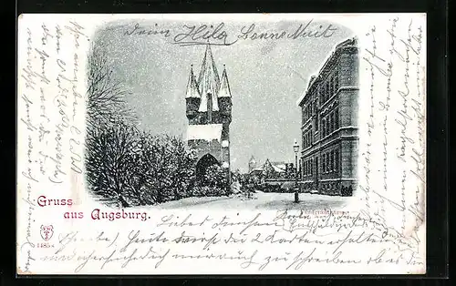 AK Augsburg, Fünfgradturm im Winter