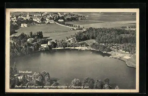 AK Weiherhaus-Buxheim, Ortsansicht vom Flugzeug aus, Strandbad