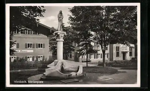 AK Miesbach, Marienplatz mit Café Otto Kern