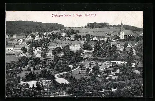 AK Stützerbach / Thür. Wald, Ortsansicht aus der Vogelschau