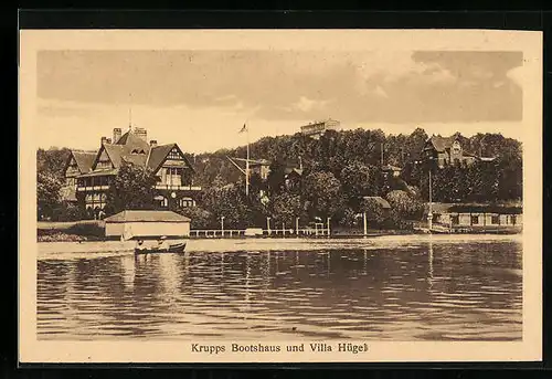 AK Essen /Ruhr, Krupps Bootshaus u. Villa Hügel