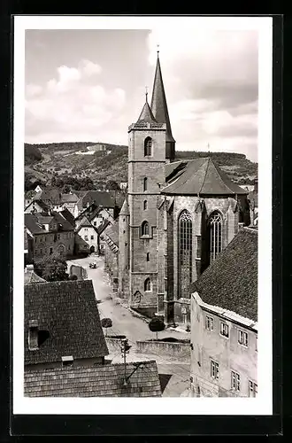 AK Münnerstadt /Ufr., Bllick auf die Stadtpfarrkirche