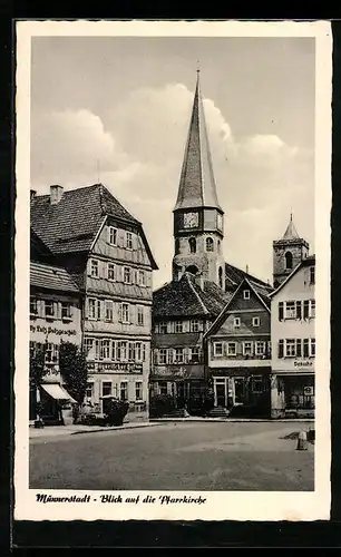 AK Münnerstadt, Blick auf die Pfarrkirche