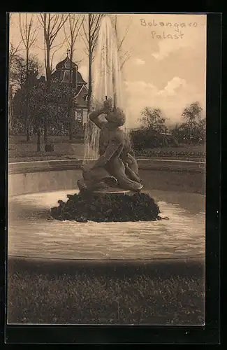 AK Frankfurt-Höchst, das Rathaus und ehemaliger Bolongaropalast, Springbrunnen