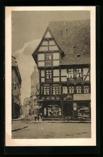 AK Göttingen, Quentins Ecke, gothischer Holzbau