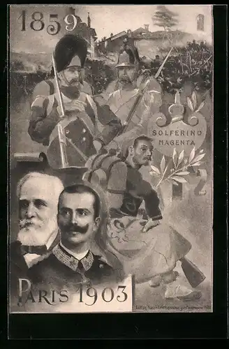 AK Paris, König von Italien und französischer Präsident 1903, Soldaten