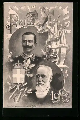 AK Paris, Vittorio Emanuele von Italien und Loubet Präsident von Frankreich 1903