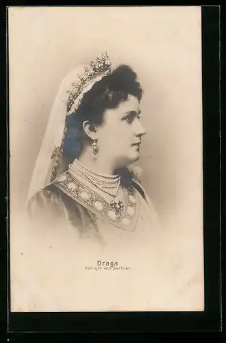AK Draga, Königin von Serbien mit Krone