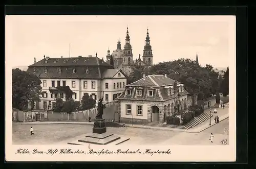 AK Fulda, Dom-Stift Wallenstein, Bonifatius-Denkmal u. Hauptwache