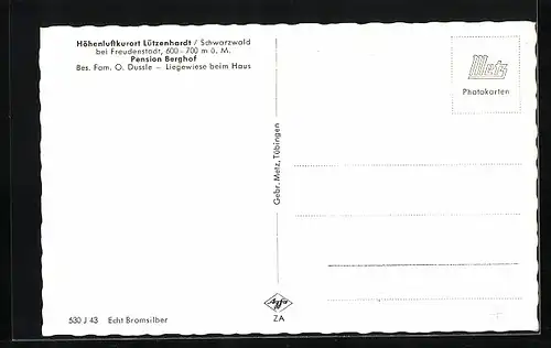 AK Lützenhardt /Schwarzwald b. Freudenstadt, Pension Berghof, Innenansicht