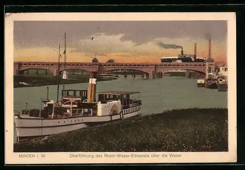 AK Minden i. W., Überführung des Rhein-Weser-Elbkanals über die Wasser