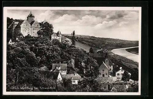 AK Schweinfurt, Blick auf das Schloss Mainberg im Sommer