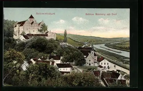AK Schweinfurt, Blick auf das Schloss Mainberg aus der Ferne