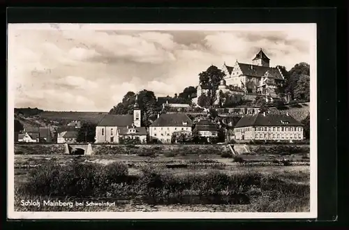 AK Schweinfurt, Blick auf das Schloss Mainberg und die Kirche
