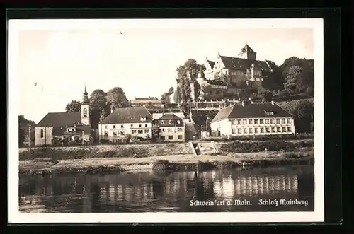 AK Schweinfurt a. Main, Blick auf das Schloss Mainberg und die Kirche aus der Ferne