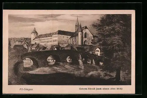 AK Alt-Siegen, unteres Schloss (nach einem alten Stich)