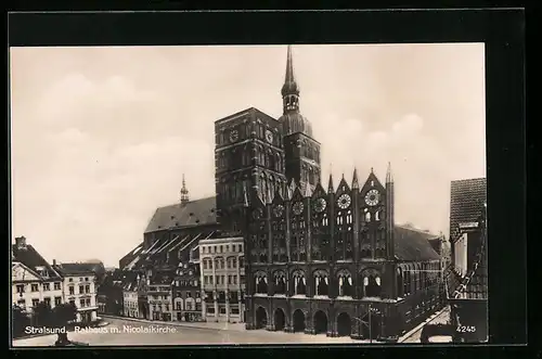 AK Stralsund, Rathaus mit Nicolaikirche