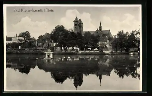 AK Bad Klosterlausnitz, Uferpartie mit Kirche