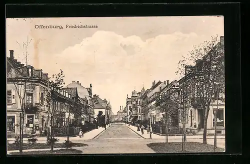 AK Offenburg, Häuser an der Friedrichstrasse