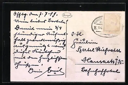 AK Offenburg i. B., Langestrasse Ecke Lindenplatz mit Geschäften