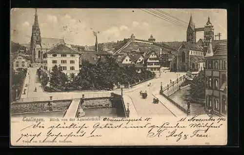 AK Esslingen, Blick von der Agnesbrücke