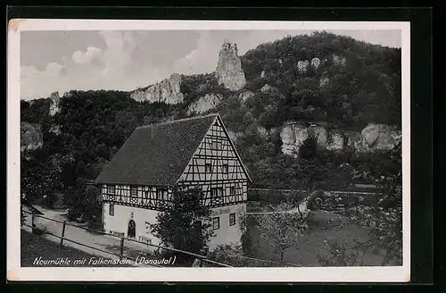 AK Sigmaringen, Gasthaus Neumühle mit Falkenstein