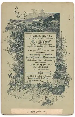Fotografie Bruckmann, München, Schauspieler Jakob Hett als Petrus bei den Passionsspielen Oberammergau 1890