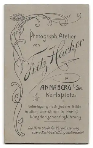 Fotografie Fritz Hacker, Annaberg /Sa., Karlsplatz, Jüngling mit Einstecktuch und hellem Querbinder im Dreiteiler