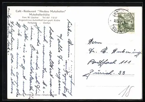 AK Mutschellenhöhe, Café-Restaurant Neubau Mutschellen, Innenansicht