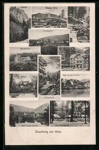 AK Ilsenburg /Harz, Hotel z. d. roten Forellen, Schloss, Hotel Waldhöhe