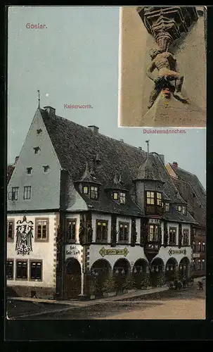 AK Goslar, Hotel Kaiserworth, Dukatenmännchen