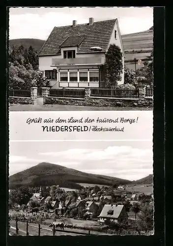 AK Niedersfeld (Hochsauerland), Ortsansicht und Privatpension Haus Tielke