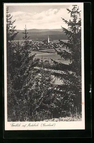 AK Medebach, Blick zum Ort vom Berg aus gesehen