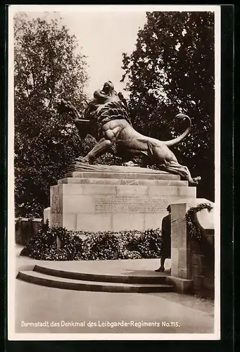 AK Darmstadt, Denkmal des Leibgarde-Regiments No. 115