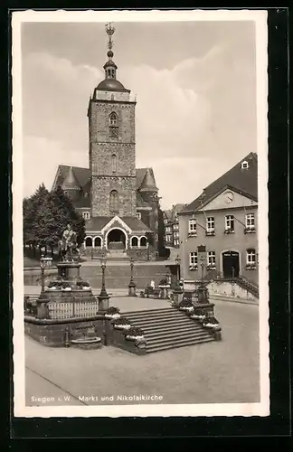 AK Siegen i. W., Markt & Nikolaikirche