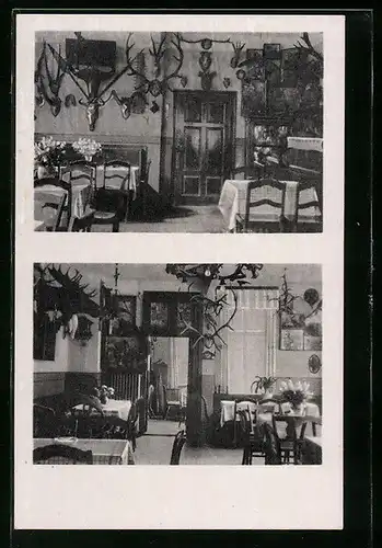 AK Trusetal /Kr. Meiningen, Gast- und Pensionshaus zum Trusentaler Wasserfall - Jagdzimmer