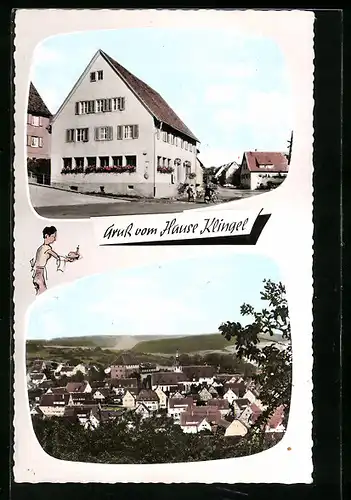 AK Heimsheim b. Stuttgart, Gasthaus und Metzgerei zum Adler der Fam. Klingel