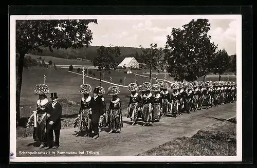 AK Sommerau, Umzug in Schwarzwälder Tracht zur Schäppelhochzeit