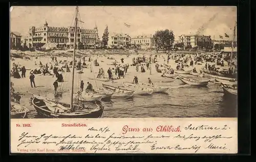 AK Ahlbeck, Strandleben mit Booten