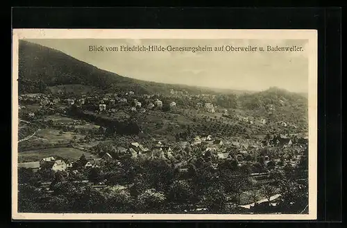AK Oberweiler, Blick vom Friedrich-Hilde-Genesungsheim auf Ort und Badenweiler