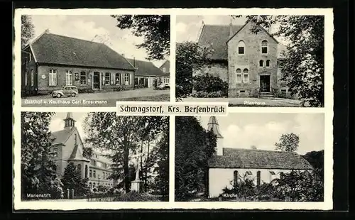 AK Schwagstorf, Bäckerei Büscher, Pfarrhaus, Marienstift