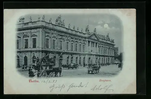 Mondschein-AK Berlin, Zeughaus und Kutsche