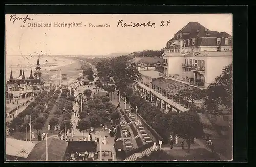 AK Ostseebad Heringsdorf, Blick auf die Promenade