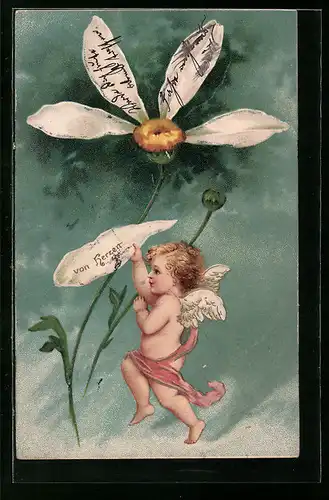 AK Engel mit Blumenorakel