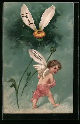 AK Engel mit Blumenorakel