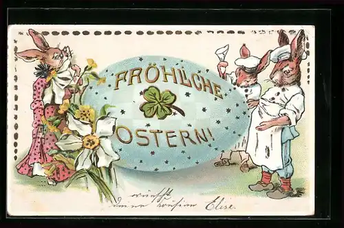 AK Osterhasen dekorieren Osterei